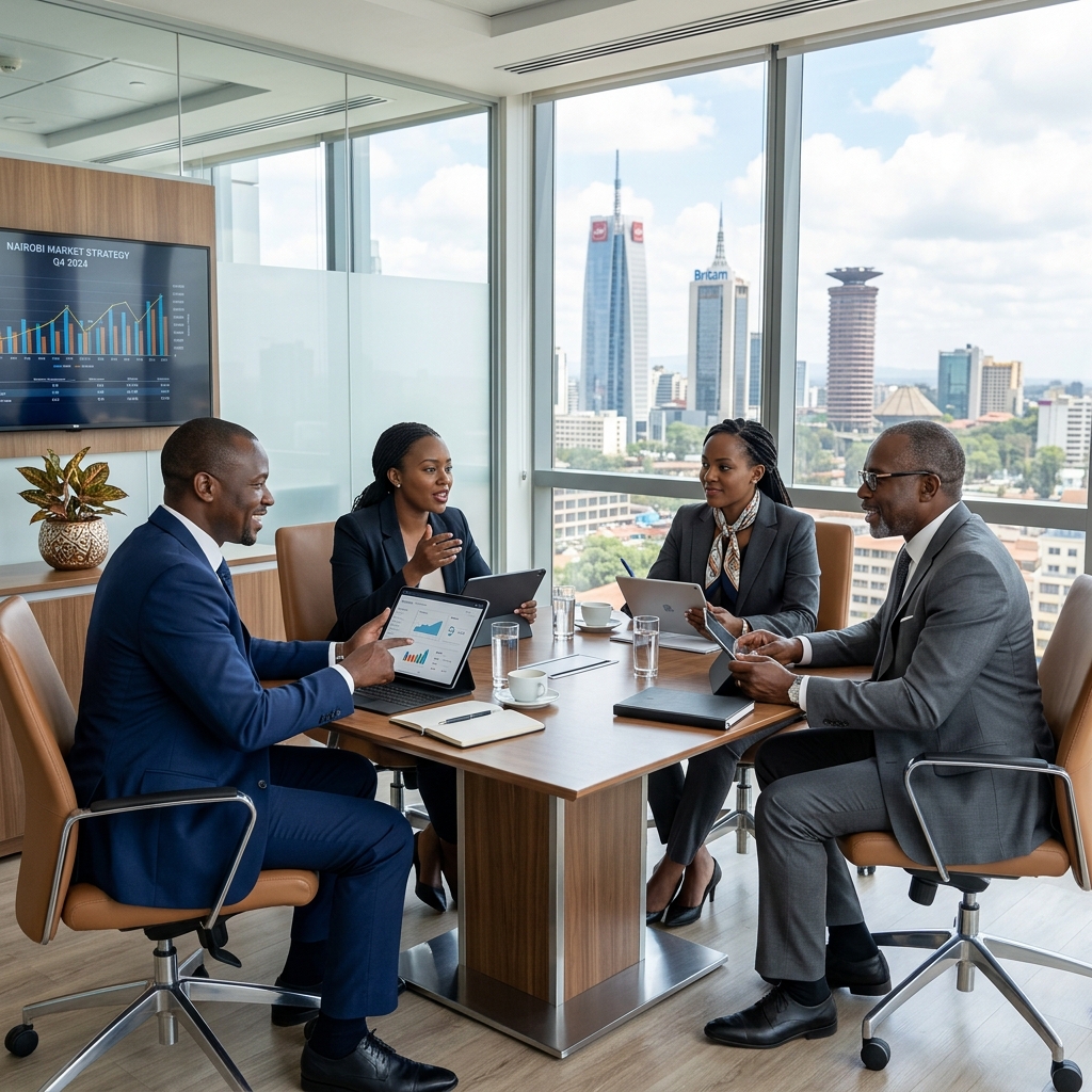 Business executives discussing strategy in a meeting