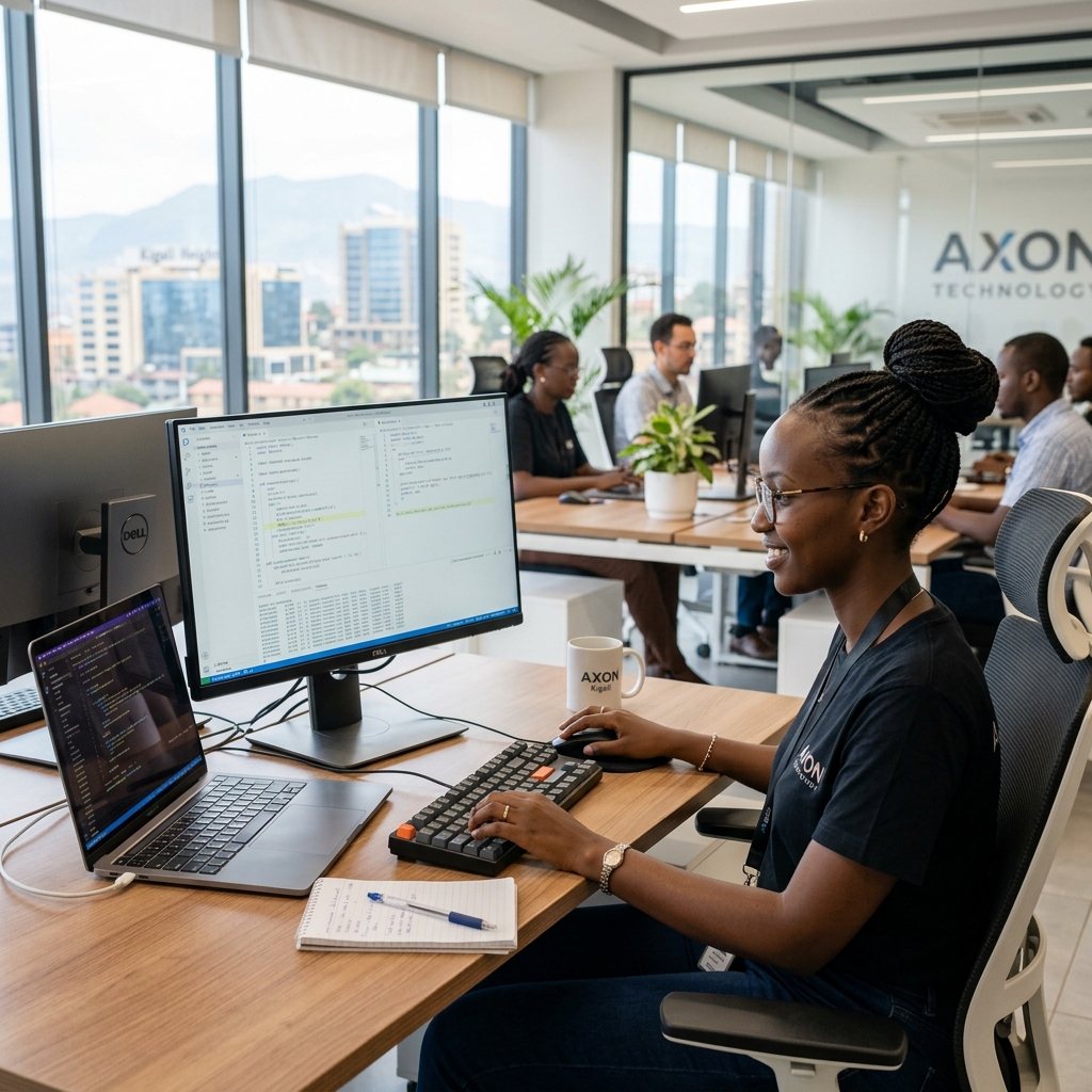 Software engineer working in a modern development office