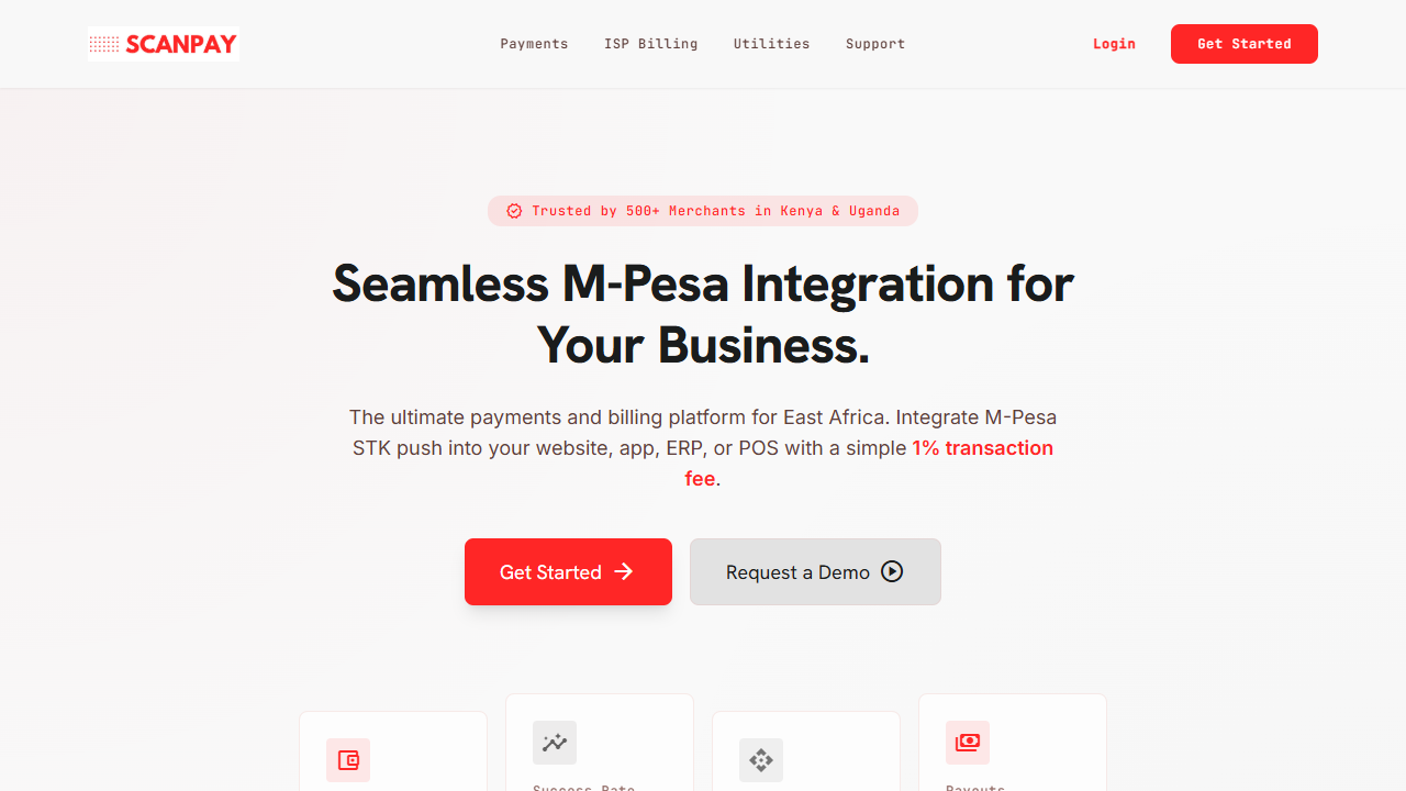 Screenshot of the scanpay.africa website homepage